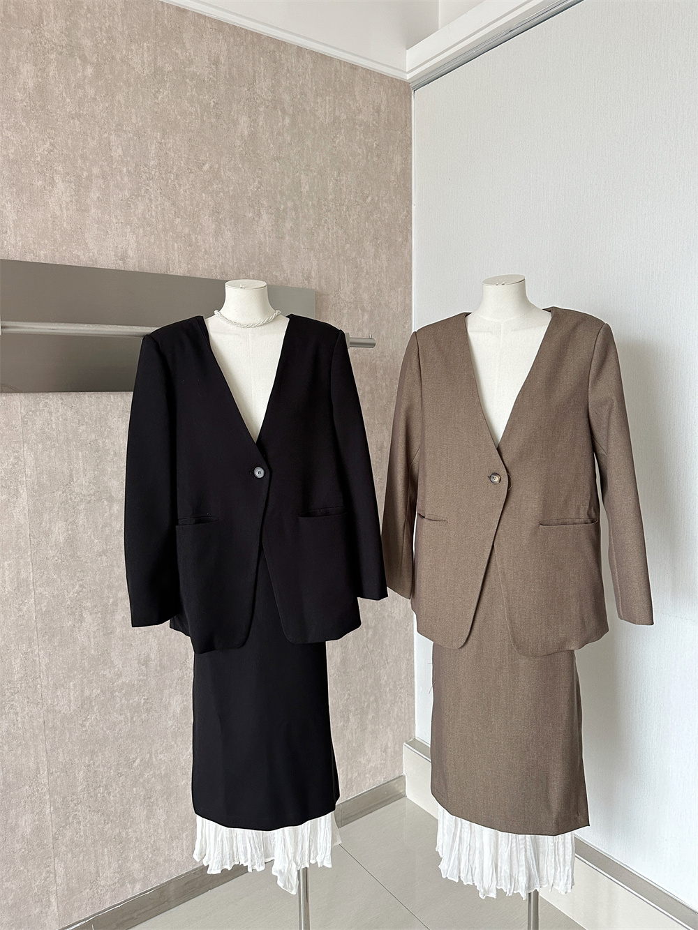 Korean Style Two-Piece Set Women Autumn 2026 Blazer and Skirt