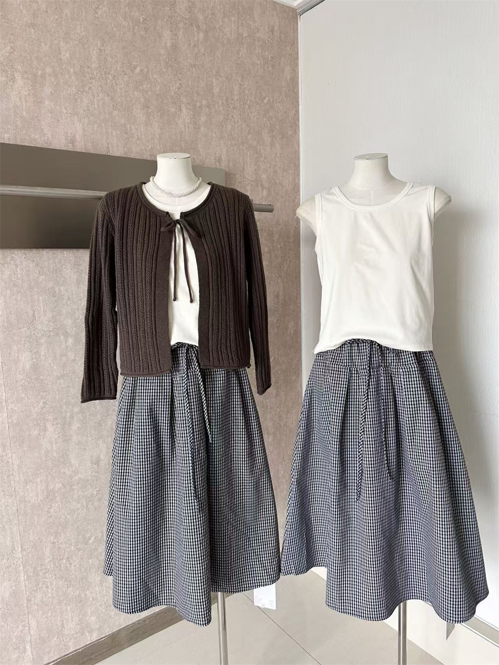 New Retro Korean Style Fall Winter Knit Cardigan Vest and Skirt Three Piece Set for Women